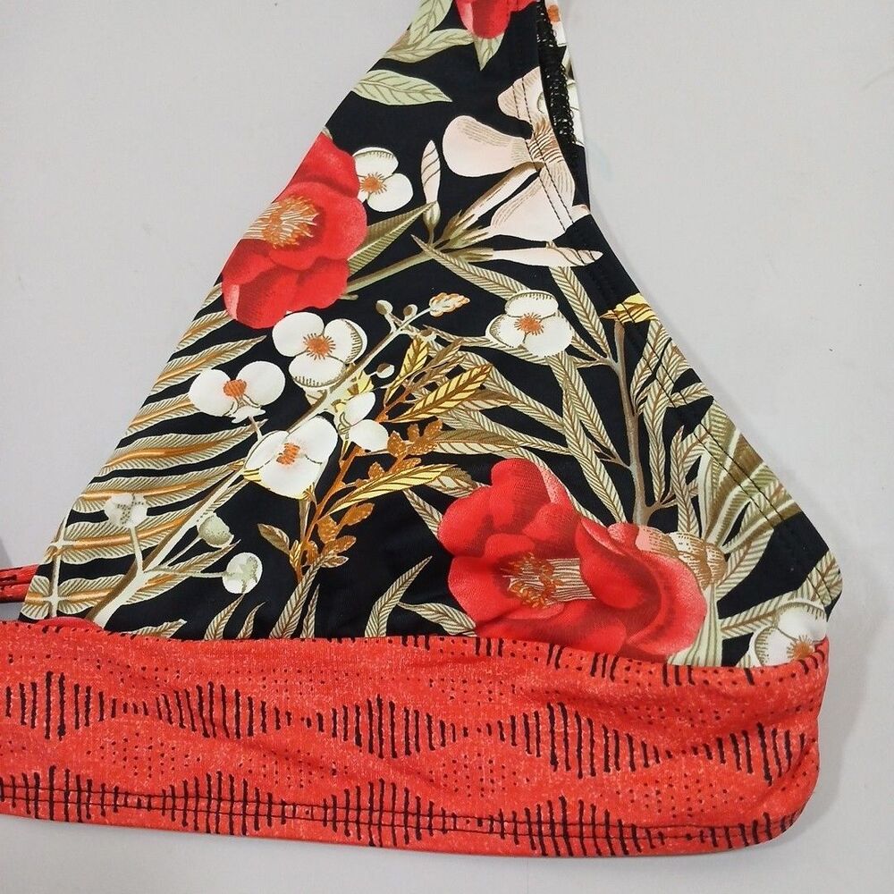 Skye Black Celeste Women Large LB Bikini Top New Tropical Vacation Black Red - Picture 2 of 6